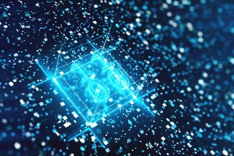 Abstract digital background with Hexadecimal and binary code 3d illustration Stock Illustration