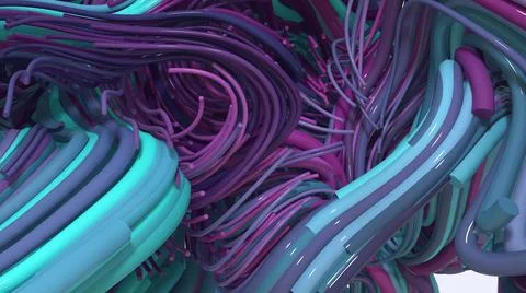 Abstract digital background with huge knot of plastic wires Stock Illustration