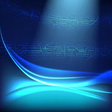 Abstract digital background with light lines, waves, technologies of the future Stock Illustration