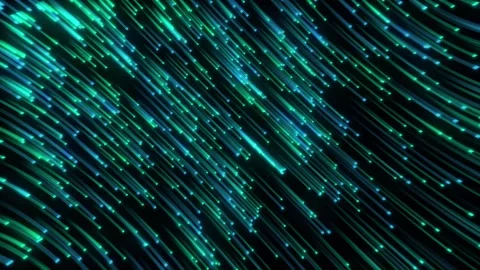 Abstract digital background light speed space green glowing lines sparkling star Stock Footage 299998061