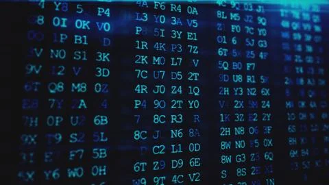 Abstract digital background. Machine code. Hexadecimal code. Random digits an Stockfoto's