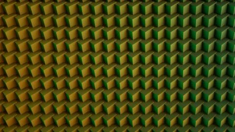 Abstract digital background mad of 3d cubes. Yellow and Green. 3d Rendering. Stock Illustration