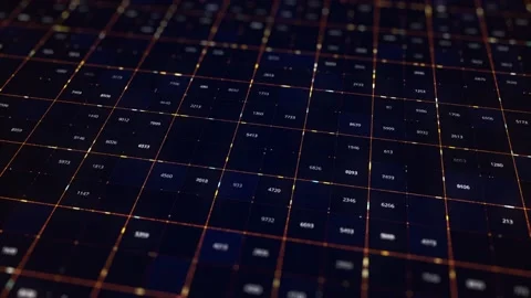 Abstract digital background with matrix of numeric values. Animation. Futuristic Stock Footage 142912606