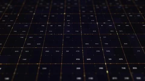 Abstract digital background with matrix of numeric values. Animation. Futuristic Stock Illustration