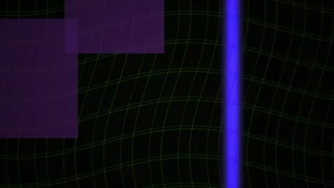 Abstract Digital Background with Moving Purple Rectangles and Glowing Grid .. Stock Footage 340492025