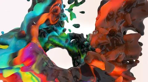 Abstract digital background with multicolored dynamic liquid shape 스톡 사진