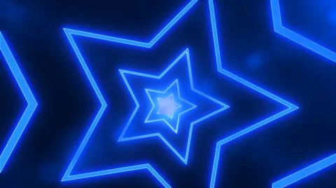 Abstract digital background with neon blue stars. Abstract tunnel, portal. Stock Illustration