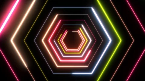 Abstract Digital Background Neon Polygon Stock Footage 95536276