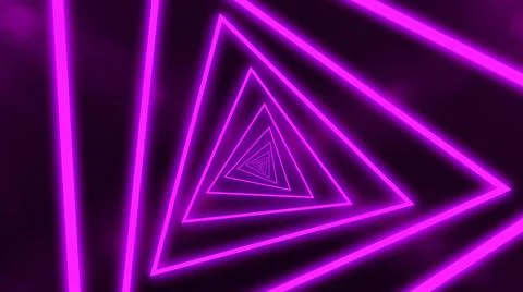 Abstract digital background with neon purple triangles. Abstract tunnel, portal. Stock Illustration