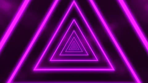 Abstract digital background with neon purple triangles. Abstract tunnel, portal. Stock Illustration
