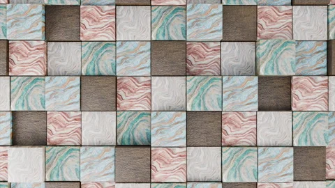 Abstract digital background, onyx marble stone cubes checkered Stock Footage 311648127