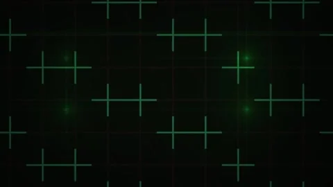 Abstract Digital Background with Pulsing Green Crosshair Grid Patterns. Stock Footage 341779048