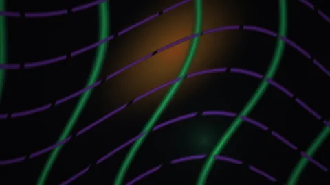Abstract Digital Background with Pulsing Neon Grid and Glowing Light Effects. Stock Footage 340492417