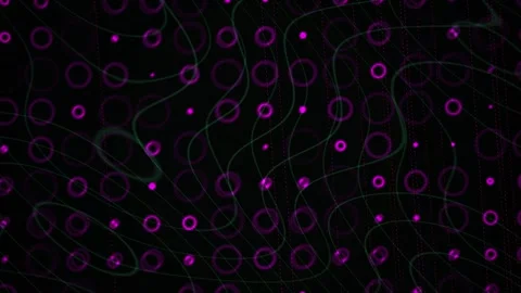 Abstract Digital Background with Pulsing Purple Neon Circles and Flowing Da.. Stock Footage 334443055