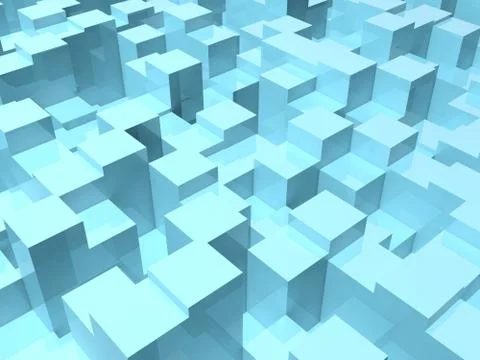 Abstract digital background with  random 3d boxes Stock Illustration