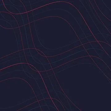 Abstract Digital Background with Red and Blue Flowing Lines on Dark Blue - Stock Illustration