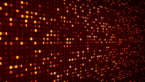 Abstract Digital Background with Red Binary Digits Code Data Technology Stock Footage 115086724
