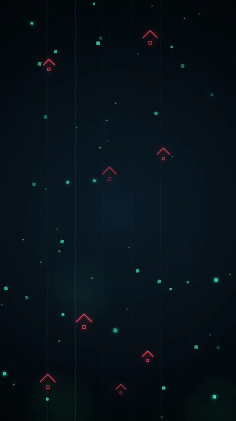 Abstract Digital Background with Red Glowing Arrows and Floating Particles Stock Footage 347043090