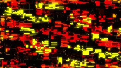 Abstract digital background with red-yellow neon rectangles and pixel blocks Stock Footage 335271660