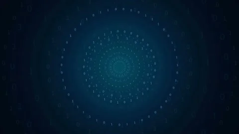 Abstract digital background with rotating binary code circles and glowing data Stock-Footage 343172590