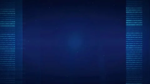 Abstract digital background with scrolling binary code streams and glowing blue Stock Footage 336774387