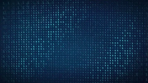 Abstract Digital Background with Scrolling Binary Code Data Stream in Deep Blue Stock Footage 339323138