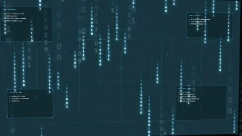 Abstract Digital Background with Scrolling Binary Code and Data Processing Stock Footage 339324690