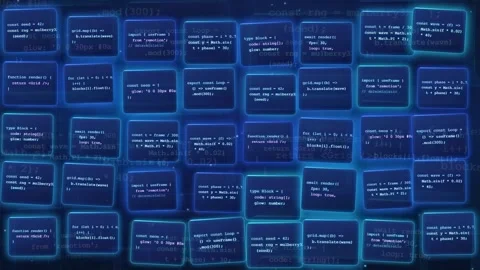 Abstract digital background with scrolling blue computer code and data Stock Footage 343153283