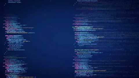 Abstract Digital Background with Scrolling Computer Code and Data Streams on Stock Footage 336773745