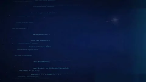 Abstract Digital Background with Scrolling Computer Code and Glowing Data Stock Footage 336775131