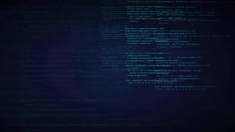Abstract digital background with scrolling computer code and data processing in Stock Footage 336777207