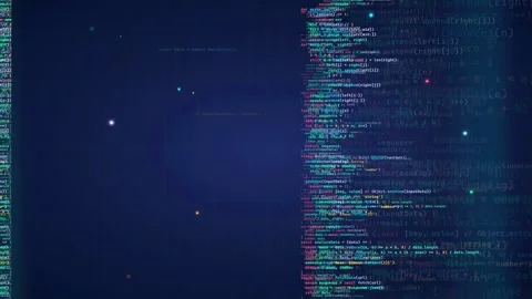 Abstract digital background with scrolling computer code and glowing data Stock Footage 339952908