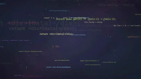 Abstract digital background with scrolling computer code and glowing data Stock Footage 339953730