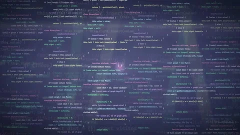 Abstract digital background of scrolling computer code with glowing purple Stock Footage 339954352
