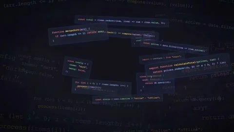 Abstract Digital Background with Scrolling Computer Code and Data Streams in Stock Footage 339954684