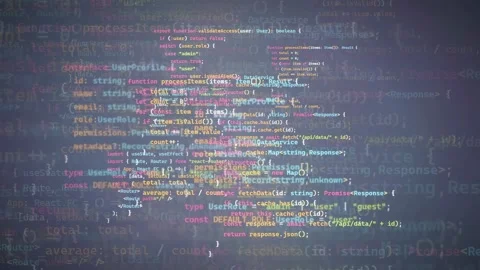 Abstract Digital Background of Scrolling Computer Code with Colorful Syntax Stock Footage 339956756