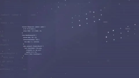 Abstract Digital Background with Scrolling Computer Code and Floating Data Stock Footage 339958702