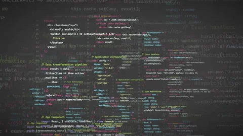 Abstract digital background with scrolling computer code and programming Stock Footage 339960113