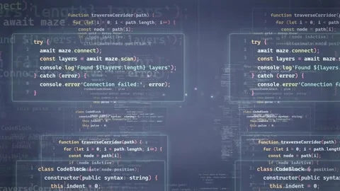 Abstract digital background with scrolling computer code and data processing Stock Footage 339960884