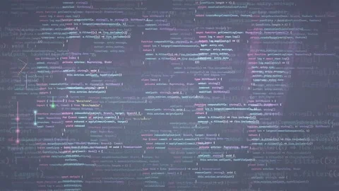 Abstract Digital Background with Scrolling Computer Code and Glowing Data Stock Footage 339961935