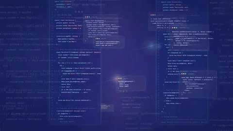 Abstract digital background with scrolling computer code and glowing data Stock Footage 339962112