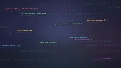 Abstract Digital Background with Scrolling Computer Code and Glowing Data Stock Footage 339962764