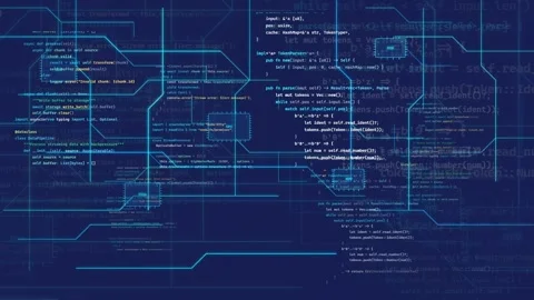 Abstract Digital Background with Scrolling Computer Code and Blue Technological Video stock 339965605