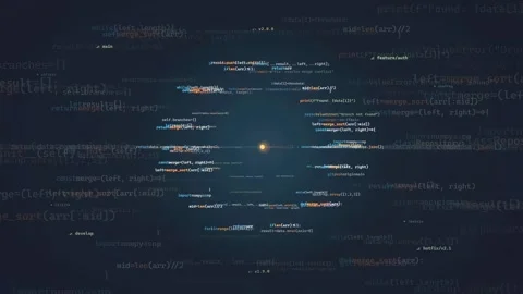Abstract Digital Background of Scrolling Computer Code with Glowing Particles Stock Footage 339966802