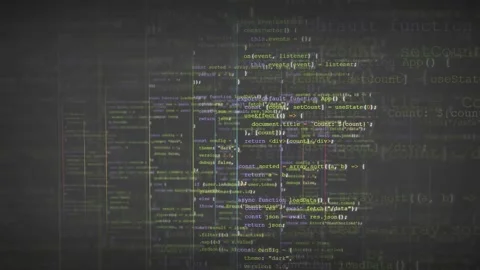 Abstract Digital Background of Scrolling Computer Code with Glowing Particles Stock Footage 339967274
