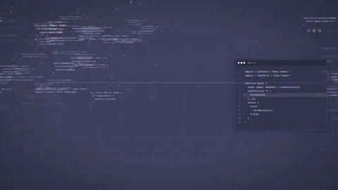Abstract Digital Background with Scrolling Computer Code and Programming Stock Footage 339970234