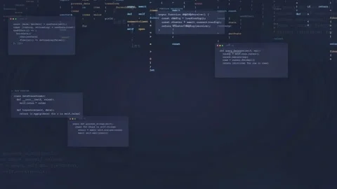 Abstract digital background with scrolling computer code and data processing Stock Footage 339970793
