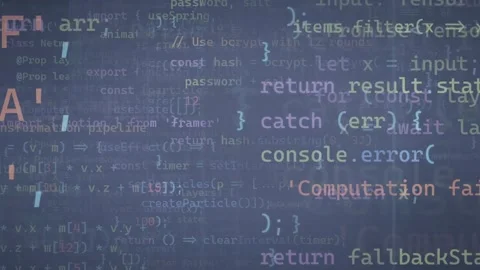 Abstract Digital Background with Scrolling Computer Code and Programming Syntax Stock Footage 339971049