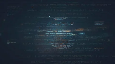 Abstract Digital Background with Scrolling Computer Code and Data Streams on Stock Footage 339971340