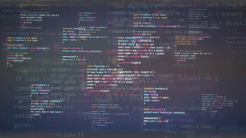 Abstract Digital Background of Scrolling Computer Programming Code with Glowing Stock Footage 339971561